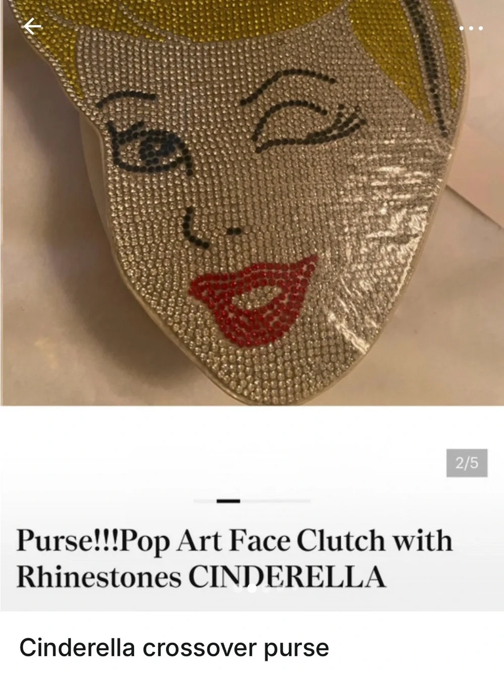 Cinderella Pop Art Rhinestone Face Clutch - Silver/Yellow/Red